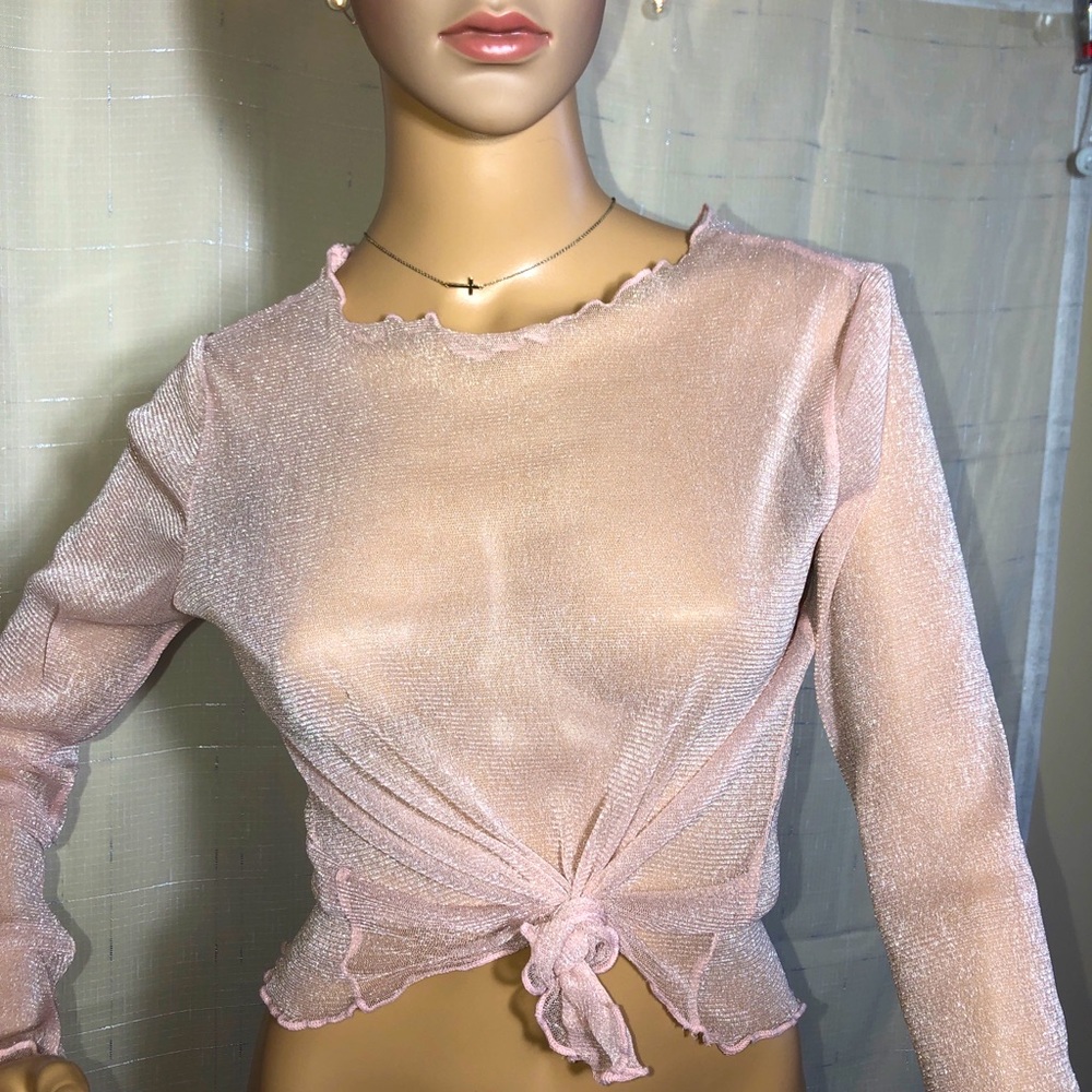 Womens  Lace Long Sleeves Perspective Hollow Out Tops Fashion Shirt Blouse